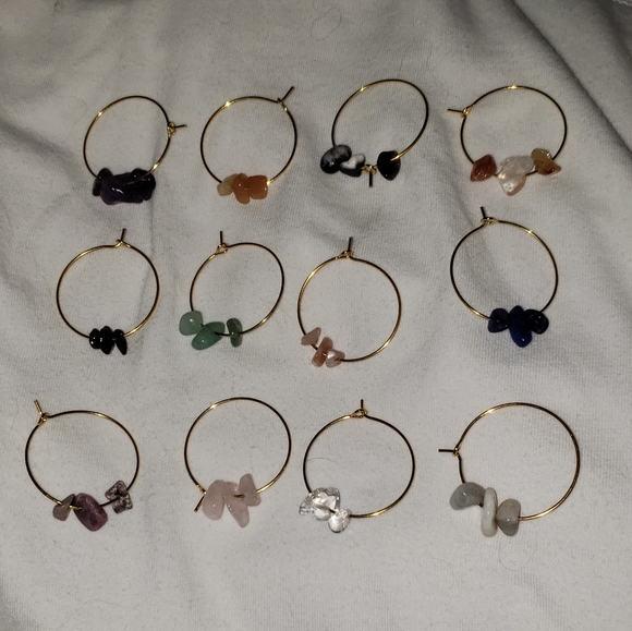 Wine Glass Charms, Set of 12 Different Gem Stones, NWT, PRICE IS FIRM - Picture 3 of 14